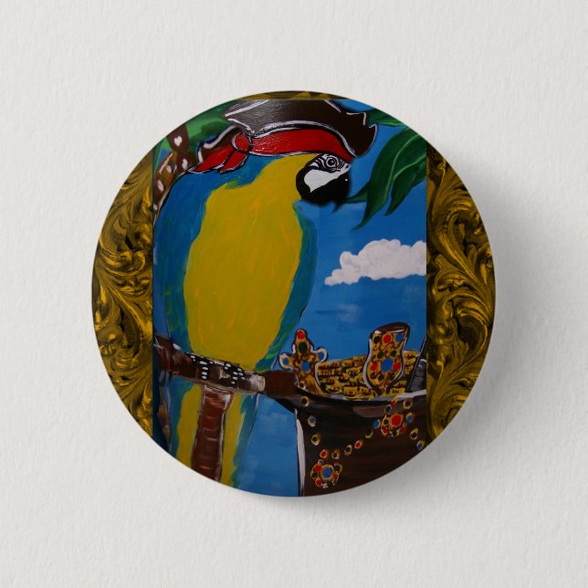 Piratenpapagei Button (Vorderseite)