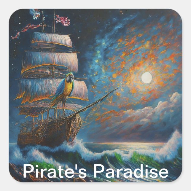 Piratenparadies Quadratischer Aufkleber (Vorderseite)