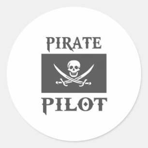 Piratenpilot Runder Aufkleber