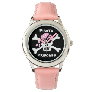 Piratenprincess auf Schwarz mit benutzerdefinierte Armbanduhr