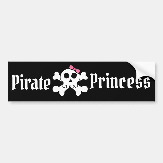 PiratenPrinzessin mit rosa Bow und Piratenschädel Autoaufkleber (Vorne)
