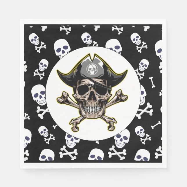 Piratenschädel BIRTHDAY Serviette (Vorderseite)