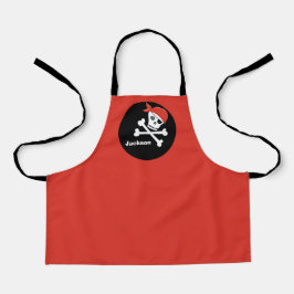Piratenschädel Cooles, rotes Kids Monogramm Schürze