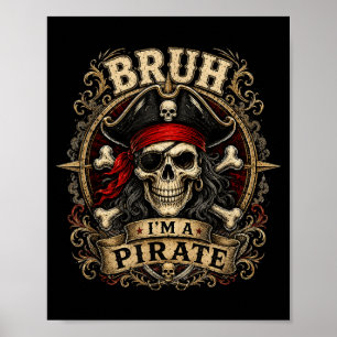 Piratenschädel-Halloween-Kostüm für Männer, Frauen Poster