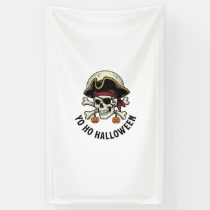 Piratenschädel Halloween Vintage Gravur Weiße Shi Banner