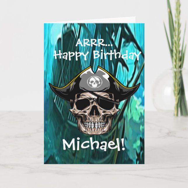 Piratenschädel Kapitän Jack Karte (Vorderseite)