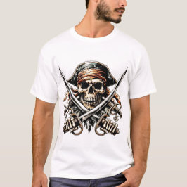 Piratenschädel mit gekreuzten Schwertern T-Shirt