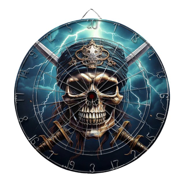 Piratenschädel mit Schwertern Dartboard Dartscheibe (vorne)