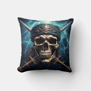Piratenschädel mit Schwertern Kissen