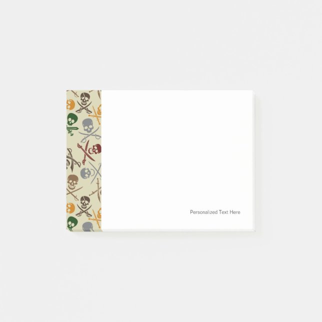 Piratenschädel mit überlaufenen Schwertern Post-it Klebezettel (Vorderseite)