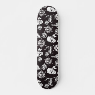 Piratenschädel Schwarz-weiß Skateboard