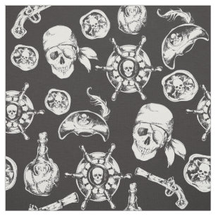 Piratenschädel Schwarz-weiß Stoff