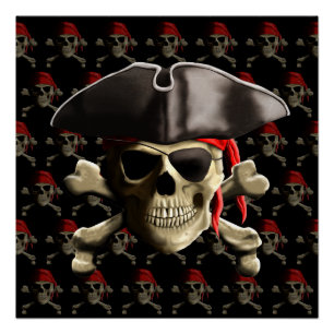 Piratenschädel und -hut poster