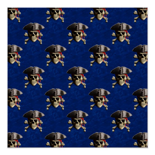 Piratenschädel und -hut poster (Vorderseite)