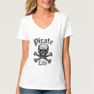 Piratenschädel- und Knochen-Grunge-Design T-Shirt