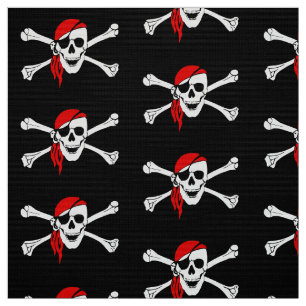 Piratenschädel und Knochen Schwarz Stoff