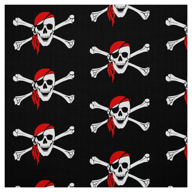 Piratenschädel und Knochen Schwarz Stoff (Muster)