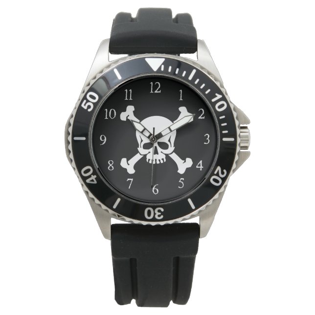Piratenschädel und Kreuzknochen Armbanduhr (Vorderseite)