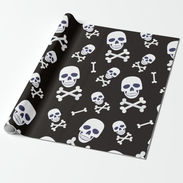 Piratenschädel und Kreuzknochen Geschenkpapier (Ungerollt)