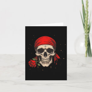 Piratenschädel und Kreuzknochen Hand Rote Blume fü Karte