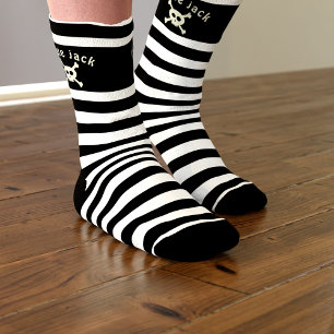 Piratenschädel-und-Kreuzknochen-Name-gestreifte So Socken