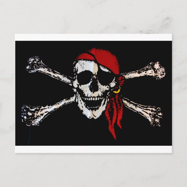 Piratenschädel und Kreuzknochen Postkarte (Vorderseite)