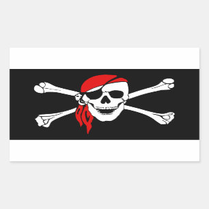 Piratenschädel und Kreuzknochen Rechteckiger Aufkleber