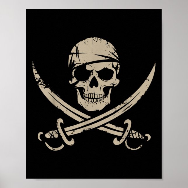 Piratenschädel und Kreuzknochen Skelettkehl zu Hal Poster (Vorne)