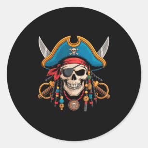 Piratenschädel und Kreuzknochen Skelettkehl zu Hal Runder Aufkleber