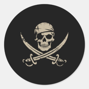 Piratenschädel und Kreuzknochen Skelettkehl zu Hal Runder Aufkleber