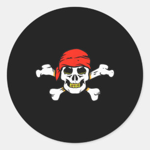 Piratenschädel und Kreuzknochen Skelettkehl zu Hal Runder Aufkleber