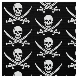 Piratenschädel und Schwert Schwarz-weiß Stoff
