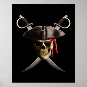 Piratenschädel und Schwerter Poster