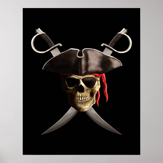 Piratenschädel und Schwerter Poster (Vorne)
