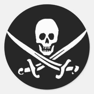 Piratenschädel und Schwerter Runder Aufkleber