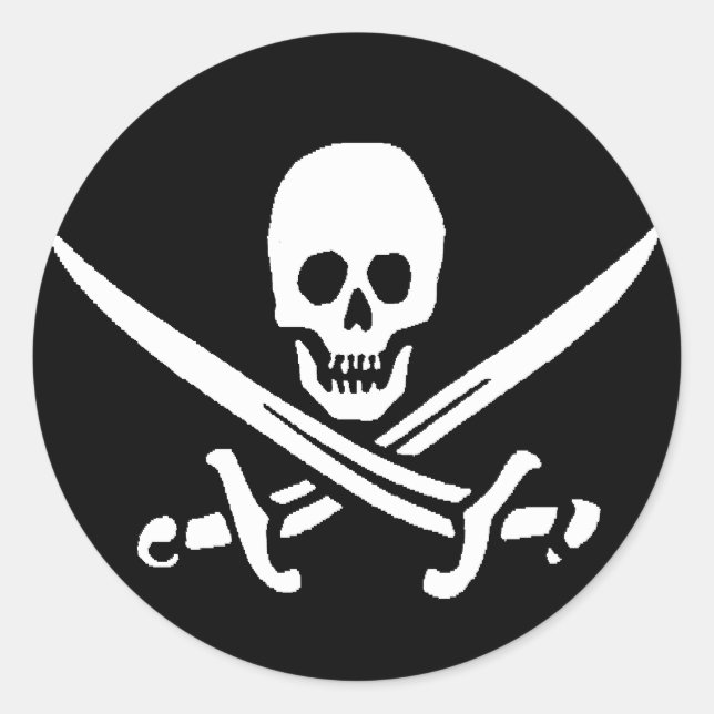 Piratenschädel und Schwerter Runder Aufkleber (Vorderseite)