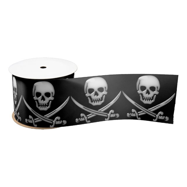 Piratenschädel und Schwertkreuze Satinband (Spule)