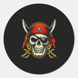 Piratenschädel und Totenkopf-Skelett Halloween Runder Aufkleber