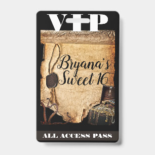 Piratenschatz-Geburtstagsfeier VIP-Pass im alten V Ausweis