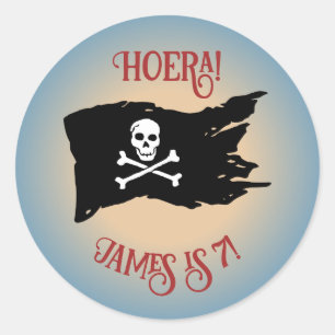 Piratenschatz-Sticker – Sand & Blau Runder Aufkleber