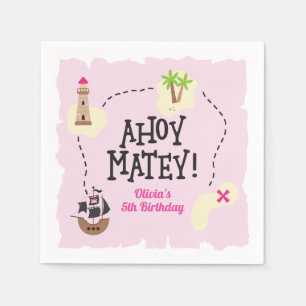 Piratenschatzkarte Pink Geburtstag Serviette