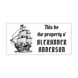 Piratenschiff aus Holz Briefmarke personalisieren Gummistempel