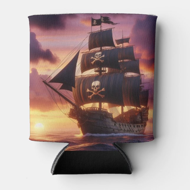Piratenschiff bei Sonnenaufgang/Sonnenuntergang Dosenkühler (Vorderseite)