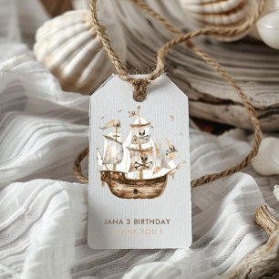 Piratenschiff Braun Nautisches Thema Geburtstag Geschenkanhänger
