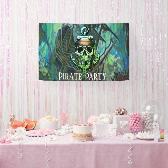 Piratenschiff Captain Green Ghost Ship Banner (Party)
