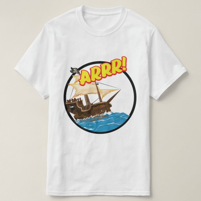 Piratenschiff Funny Cartoon T-Shirt (Design vorne)