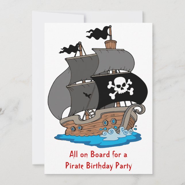 Piratenschiff Geburtstagspartei Einladung (Vorderseite)
