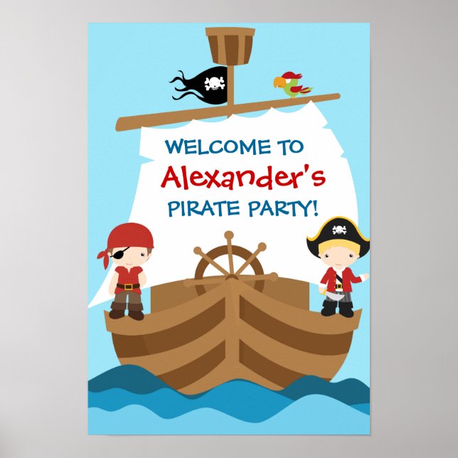 Piratenschiff Geburtstagsparty Poster (Vorne)