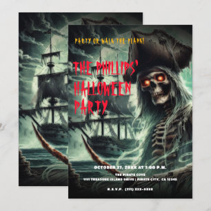 Piratenschiff-Geist-Halloween-Kostüm-Party Einladung
