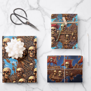 Piratenschiff Geschenkpapier Set